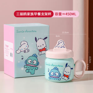 Sanrio | 450Ml Box Set Kawaii Sanrio Cartoon Hello Kitty My Melody Cinnamoroll Kuromi Ceramic Mug Cover As Stand Drinkware Cup Kid Gift