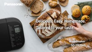 Panasonic - Premium Gray Fully Automatic Breadmaker with Yeast & Nut Dispensers - Manual Settings for Bread & Rising - 32 Automatic Programs - Dual Temperature Sensors - 13 Hours Digital Timer - Gray