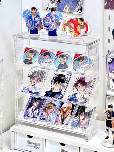 ชั้นวางบัตรขนาดเล็กแบบชั้นวางของแบบเป็นระดับ พื้นที่เก็บของแบบใสสำหรับการจัดระเบียบในโต๊ะทำงาน ของเล่นสำหรับเด็ก