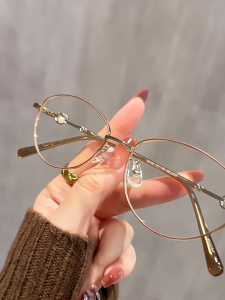 Anti radiation Nearsighted Eyeglasses For Women Man HD Radiation Protection Optical Computer Myopia Glasses Decorated Pearl Gold Wire Cat Eye Photochromic Glasses