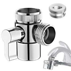 Shower Diverter Valve 3 Way Kitchen Tap Diverter Brass Sink Faucet Splitter M22 X M24 Adapter Replacement Part for Bathroom Tub