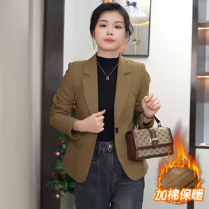 Casual Short Womens Blazer Jacket Cotton Lined Fashionable Slim Fit Winter Top Button Detail Pure Color Commute Style