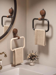 RORK | Suction Cup Walnut Wood Antique Style Hole-free Wall Mounted Towel Ring