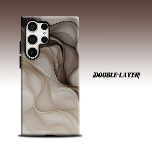 Neutral Ink Wash Fluid Silk For Samsung Galaxy S26 S25 S24 A56 A36 Dual Layer Luxury Fashion Full Lens Protective Case