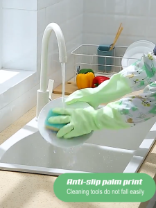 Accessories Thickening Waterproof Washing Warm Cleaning Rubber gloves Kitchen Household Gloves Long Sleeve