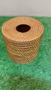 Round Rattan Tissue Holder