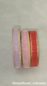 Pita organdi lace emas lebar pita setengah inch per roll kado hiasan souvenir hampers pita potong