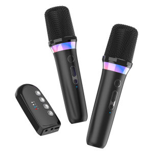Micro Karaoke Không Dây Bluetooth VAORLO DS-K2 Với Hệ Thống Trộn Tín Hiệu DSP Có Đèn RGB Cho Loa Có Dây Trên PC Micro Động Cầm Tay Đa Hướng Trên Ô Tô