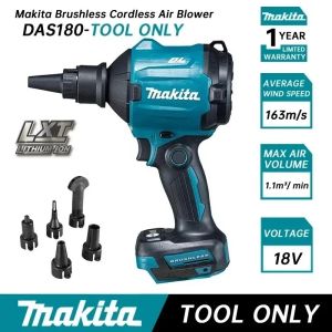 Makita | Makita DAS180 18V Brushless Cordless Air Blower 200m/s 2.8N Blowing Force 4-Speed with LED for Home and Garage Use