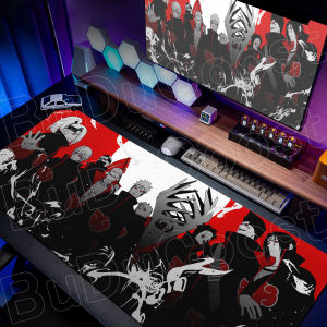 Bandai | Minimalism Naruto Uchiha Logo Black Mouse Pad 900x400mm Gamer Keyboard Deskmat Office Anti-slip HD Print Student Writing Cushion