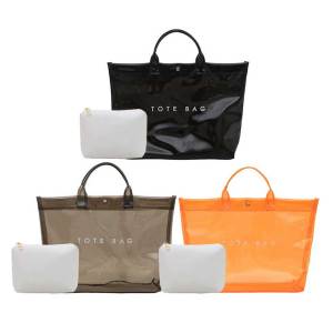MOJOYCE Fashionable Waterproof PVC Tote Bag with Letter Print Spacious Shoulder Bag for Womens Casual Outings