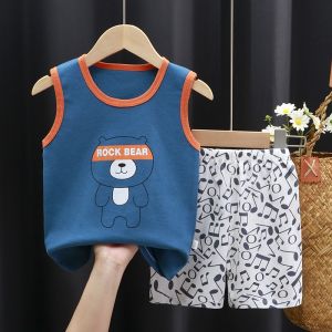 Bộ Đồ Trẻ Em Mùa Hè Bằng Cotton Nguyên Chất Mỏng Không Tay Quần Áo Nam Trẻ Em Thoáng Khí Thoải Mái Cho Bé Trai Và Bé Gái