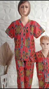 Piyama Batik Bagan Couple Kode Motif 52662 PIYAMA LENGAN PENDEK DAN MODEL LENGAN 3/4 Setelan Baju Tidur Pakaian Tidur Bagansiapiapi Merek MJ Liong