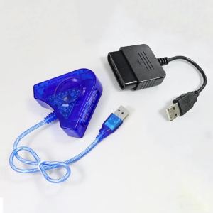 1Piece For PS2 Controller Gamepad To Pc Gaming Dual Connection Point Interface Adapter Cable Triangular Usb Controller