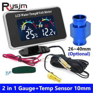 12V/24V Car Digital Water Temperature Gauge Water Temp VOLT Volmeter Joint Sensor Adapter 26-40MM(Optional) For Auto Trucks