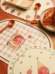 Waterproof Leather Dining Mat Star People Collaborative Silicone 3D Cup Cover Diatom Mud Absorbent Coaster Rectangular Shape