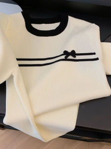 Áo Thun Tay Ngắn Cổ Tròn Thắt Nơ Thời Trang Mùa Hè Cho Nữ Áo Thun Lụa Băng Màu Tương Phản Vai Áo Thun Phong Cách Hàn Quốc Áo Thun Cổ Tròn