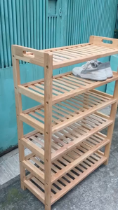 Kệ giày 6 tầng sâu 27 cm dài 62 cm cao 92 cm  gỗ cao su  màu tự nhiên đã thông qua xử lý tẩm sấy chống mối mọt chất lượng hơn gỗ thông và MDF