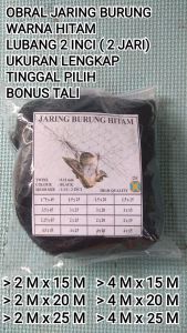 JARING BURUNG HITAM LUBANG 2 JARI BONUS TALI UKURAN TINGGAL PILIH UNTUK BURUNG KUTILANG EMPRIT DLL