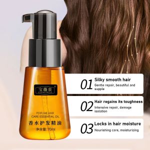 Perfume Hair Care Essential Oil Morocco Argan Oil Essence Hair Serum No-wash Repair Split Ends Frizz Dry Moisturizing Care Supple and Shiny Student Party Prevent Hair Loss Product Hair Growth Essential Oil 70ml