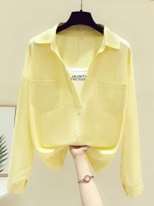 Yao Kexin Womens Long Sleeve Shirt: Spring Autumn Fashion Two-Piece Discounted Brand Clothing With POLLO Collar