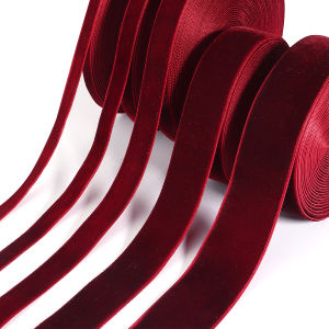 5-10yards Wine Red Color Velvet Ribbons Single Face Flocking Webbing For DIY Wedding Christmas Party Gift Bouquet Wrapping Decor