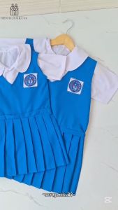 Seragam TK Nasional Biru Binhur / Seragam TK Putih Biru Pendek / SERAGAM ANAK TK PEREMPUAN