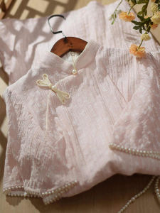 New Chinese Style Wedding Dress Cheongsam Summer Pink Engagement Party Gown Elegantly Designed Short Sleeve Breathable Polyester