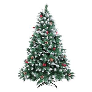 NUVOX 8FT Berry Christmas Tree with 1300 Tips for Fullness - Artificial Snowflake Christmas Tree with Metal Stand Lightweight and Easy to Assemble New Year Indoor Outdoor Decoration Tree 5FT 6FT 7FT 10FT