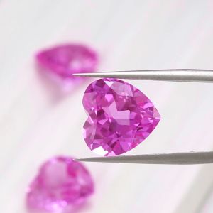 Lab Grown Sapphire Heart Shape Pink Sapphire Natural Cut Loose Gemstones with inclusions