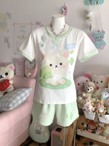 Cute Bear Original Japanese Style Short Sleeve Pure Cotton Summer Casual Versatile Set Womens T-shirt Comfortable Breathable