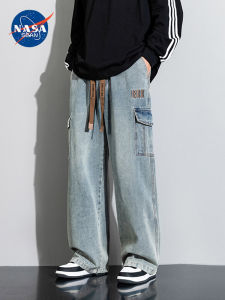 Wassup Panda American Retro Embroidered Workwear Jeans Mens Spring Autumn Loose Straight Leg Casual Long Trousers