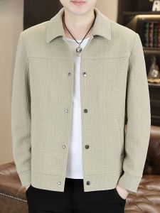 HENGYUANXIANG | Hengyuanxiang Mens Fashionable Casual Jacket Collared Short Length Embroidered Spring Autumn Wear Polyester Fiber Standard Fit