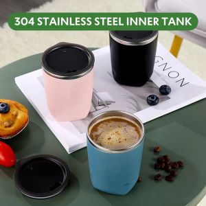 300ml Stylish Stainless Steel Coffee Cup with Lid Vacuum Insulated and Leakproof for Home or Car Use