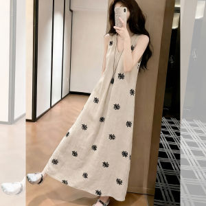 SHAXU | Elegant Sleeveless V-neck A-line Long Slimming Summer Dress