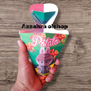 box segitiga kentang curly / kertas kentang goreng / wadah kentang curly viral