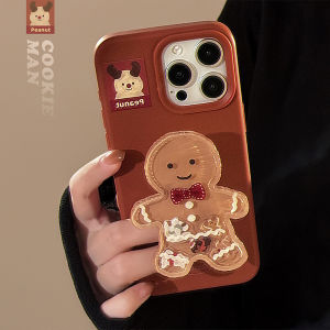 Christmas Gingerbread Man Shake Joy Stand Silicone Female Model Compatible with Apple 16Promax iPhone 15 Protective Case 14 Unique Soft Shell 13 Anti-Fall Protection Cover 12 Fun Ladies Style