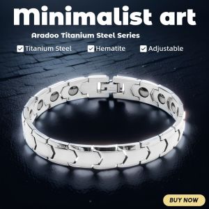 ARADOO Classic Arrow Design Titanium Steel Bracelets Hematite Magnetic Therapy Link Bracelet