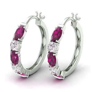 Huitan Exquisite Blue/White Cubic Zirconia Hoop Earrings Daily Wearable Earrings for Women Fashion Versatile Ladies Jewelry Hot