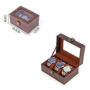 WELLZONE New Dust-Proof  Moisture-Proof Imitation Wood Grain PU Leather Watch Storage box Jewelry Storage And Display Gift Box