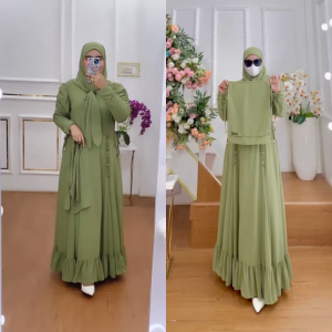 TERBARU Set Dress Syari Kode HUSNA Bahan Ceruty Babydoll Premium by Ory AjeZas Collection