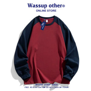 American Vintage Patchwork Round Neck Long Sleeve Men Hoodie