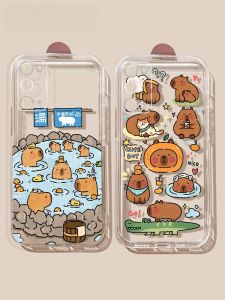 Cute Cartoon Beaver Silicone Phone Case for Samsung Note20 Ultra Note10+ A72 Transparent 60 Straight Edge A52 A31 S7/S8/S9+ Full Cover Note9 Women A12