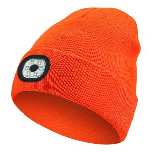 Winter LED Warm Lighting Knitted Hat Men Women LED Headlight Hat Outdoor Sports Night Light-up Hat Stretch Beanie Fishing Hat