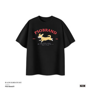 PSO Brand Mens And Womens Cool Feeling Knitted Short Sleeve T-Shirt Quick Dry Running Dog Print Casual Cotton Polyester Blend Top