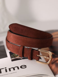 Simple Korean Style Womens Belt Coffee Color Velvet Surface High-End Feeling Pants Belt 2025 New Model Fashion Accessories