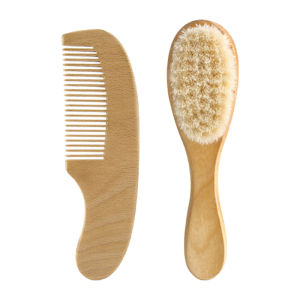HamshMoc Soft Baby Combs Skin-Friendly Wool Baby Comb Hair Grooming Wash Hair Soft Brushes Head Massage For Newborns Wooden Comb
