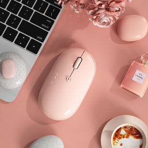 BOW MB163L Portable BT Wireless Rechargeable Optical Silent Mouse Colourful Cute Ergonomic Office Compatible Mute Mice for Tablet Laptop