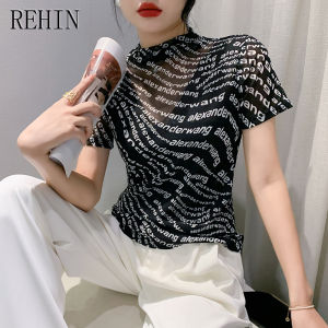 ถุง เสื้อผู้หญิง REHIN ใหม่ใน ฤดูใบไม้ร่วงครึ่งตัวผ้าตา 10 ตัวอักษรแขนสั้นเสื้อฐาน เครื่องดื่มแขนสั้น เสื้อหรูหรา คลิกที่ลิงค์ที่นี่