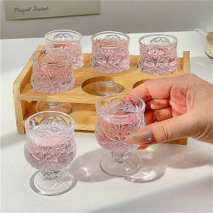 50ml Exquisite Glass Carved Small Wine Glass Party Transparent Sweet Glass Spirits Cup High End Drinkware